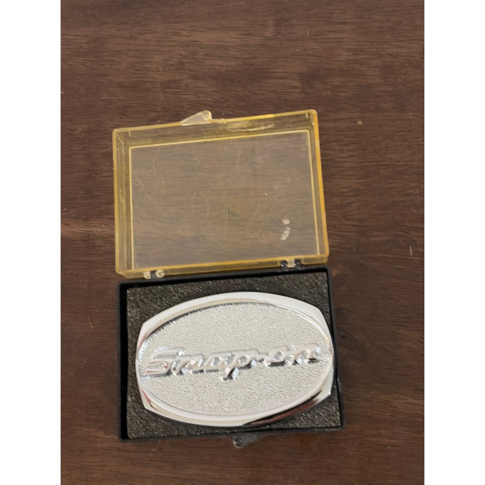 Snap-on Tools Belt Buckle Chrome on Solid Brass Oval Script Logo‎ SPP-509 USA